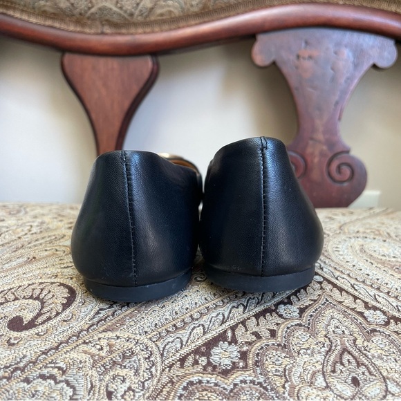 Tory Burch Benton Ballet Flats Shoes Black Nappa Leather Gold Tone Logo Size 7.5 - Picture 12 of 13